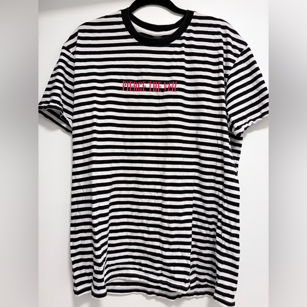 Pierce the Veil Black & White Striped Tee